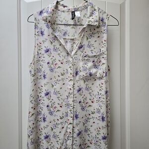 H&M Purple Floral Sleeveless Blouse